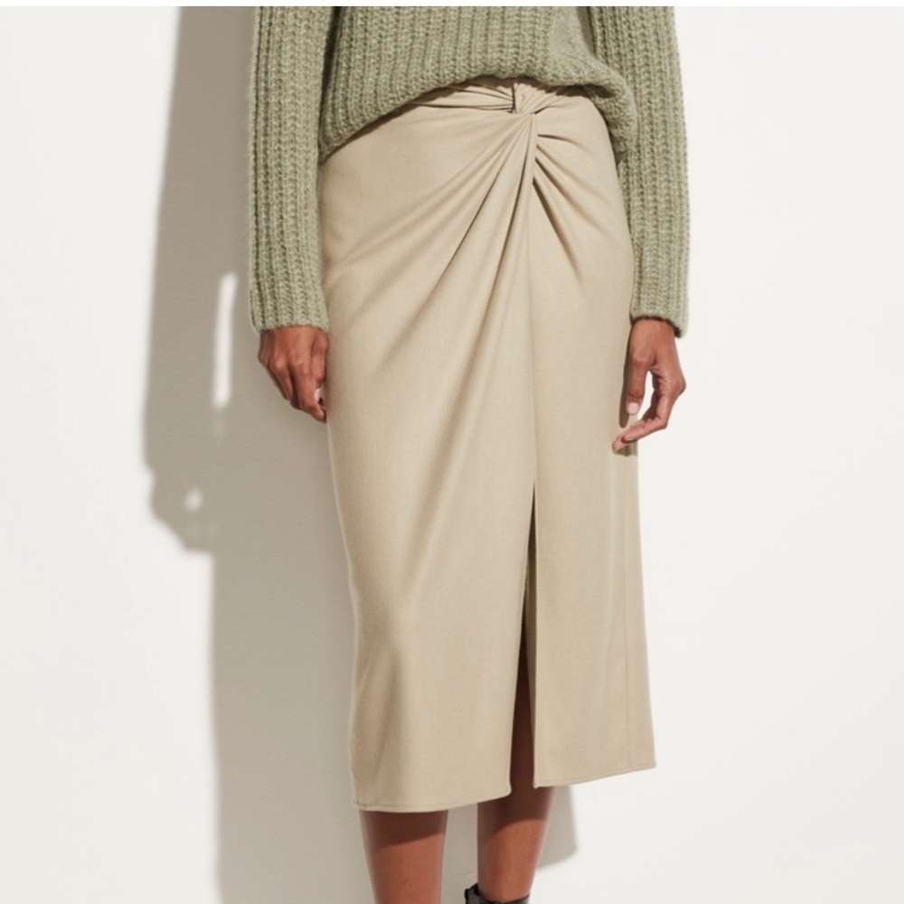 Vince wool blend knot midi skirt